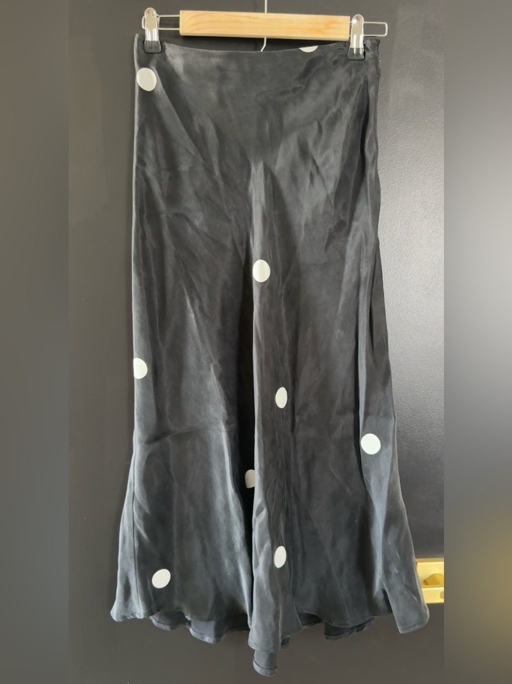 H&M Black Slip Skirt with White Polka Dots